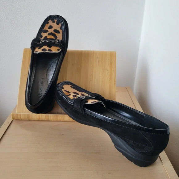 Anne Klein Zerega Black/Brown Leopard Loafers -  Size 9M - Picture 2 of 11